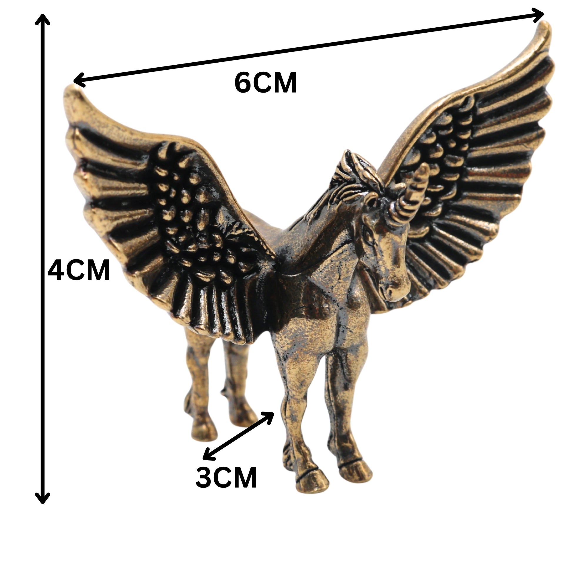 Brass Pegasus Winged Horse Figurine Handcrafted Table Decor Gift Sculpture for Home & Office, Gold, 1.5 Inch, 1 Piece