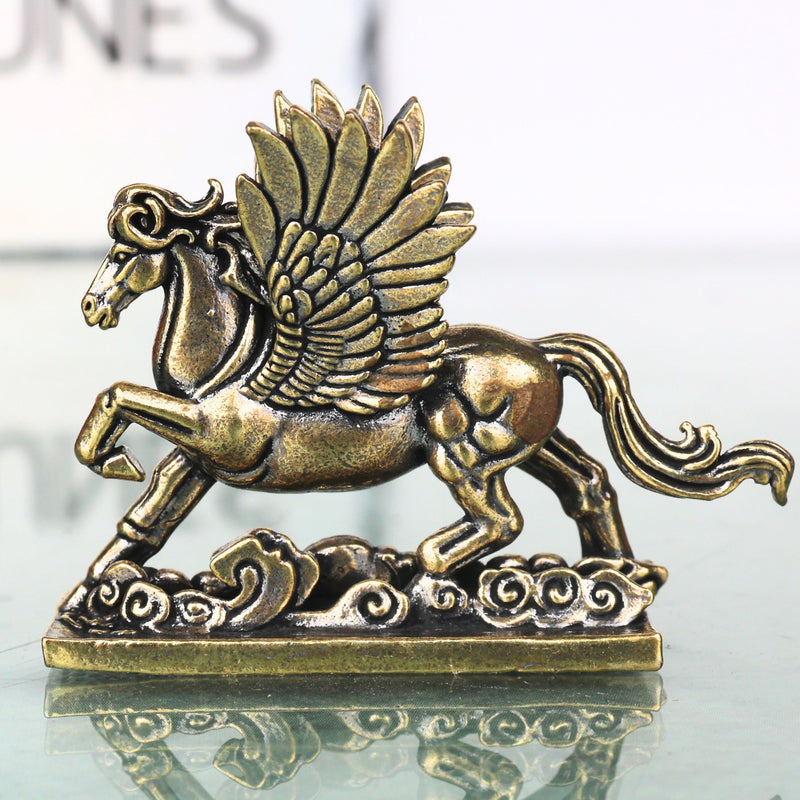 Brass Pegasus Winged Horse Table Decorative Idol Handcrafted Traditional Vastu Home Decor Spiritual Gifting Figurine, Gold, 1.5 Inch, 1 Piece