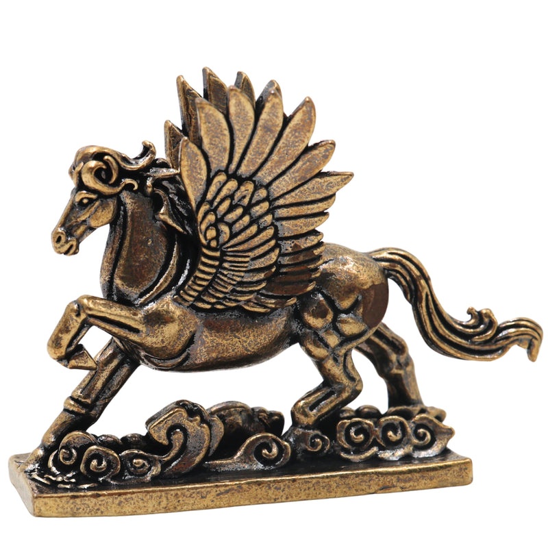 Brass Pegasus Winged Horse Table Decorative Idol Handcrafted Traditional Vastu Home Decor Spiritual Gifting Figurine, Gold, 1.5 Inch, 1 Piece