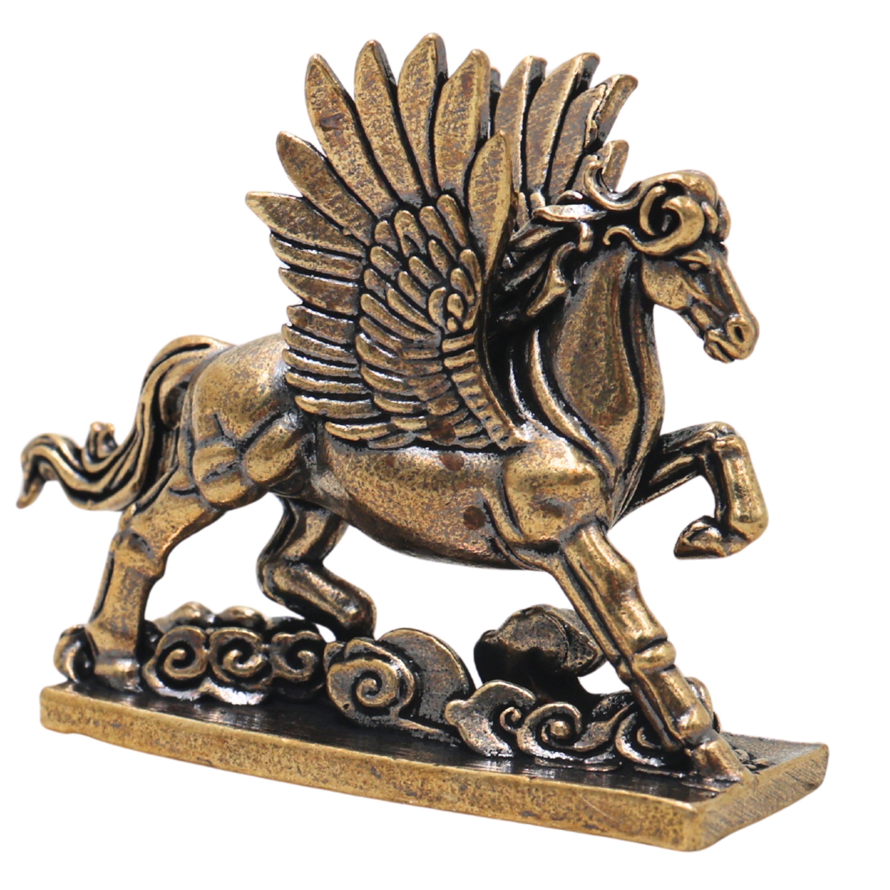 Brass Pegasus Winged Horse Table Decorative Idol Handcrafted Traditional Vastu Home Decor Spiritual Gifting Figurine, Gold, 1.5 Inch, 1 Piece