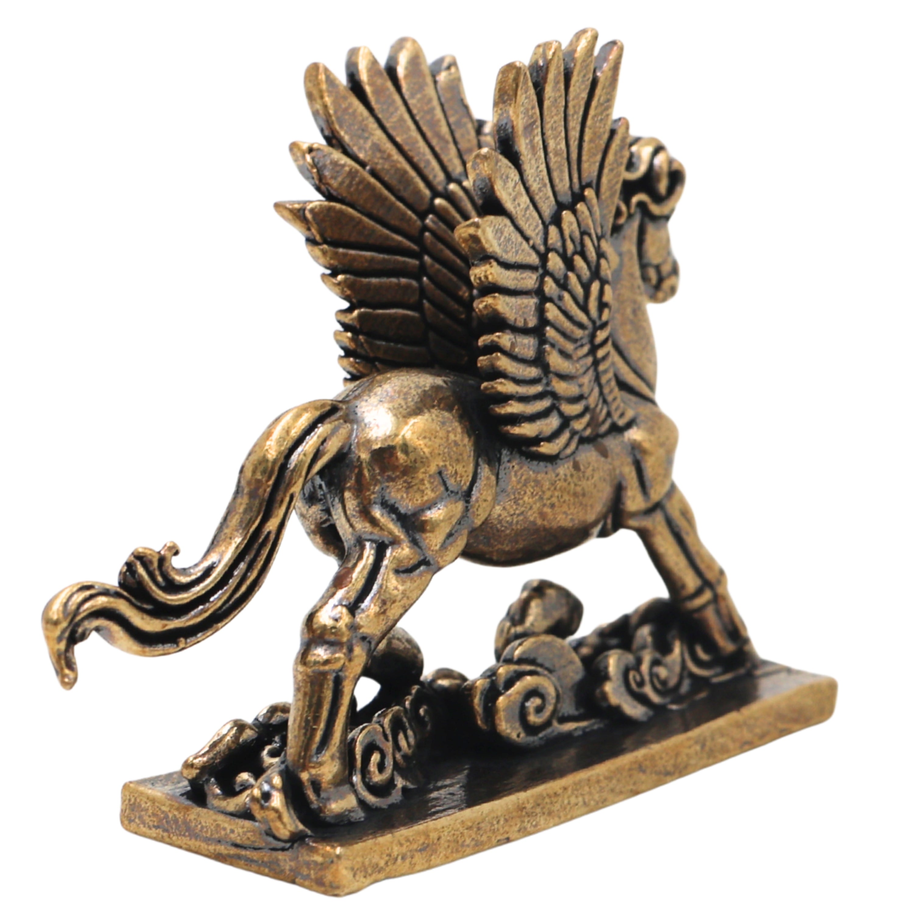 Brass Pegasus Winged Horse Table Decorative Idol Handcrafted Traditional Vastu Home Decor Spiritual Gifting Figurine, Gold, 1.5 Inch, 1 Piece
