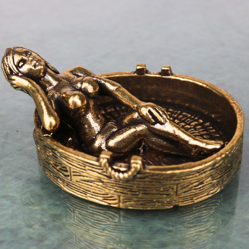 Brass Lady In Bathtub Table Decorative Sculpture Traditional Handcrafted Snan Sundari Decor Idol for Home Gifting & Vastu, Gold, 1 Inch, 1 Piece