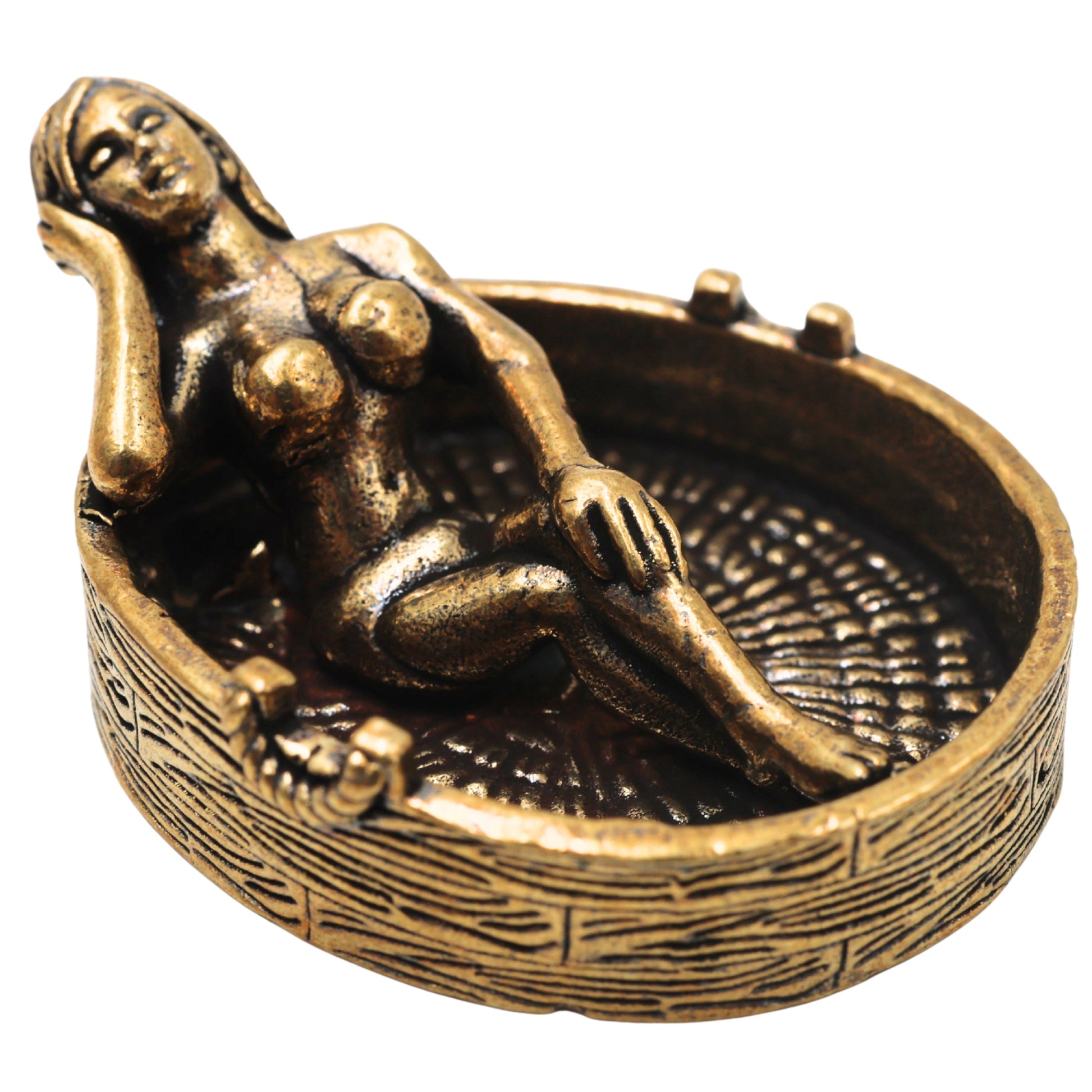 Brass Lady In Bathtub Table Decorative Sculpture Traditional Handcrafted Snan Sundari Decor Idol for Home Gifting & Vastu, Gold, 1 Inch, 1 Piece