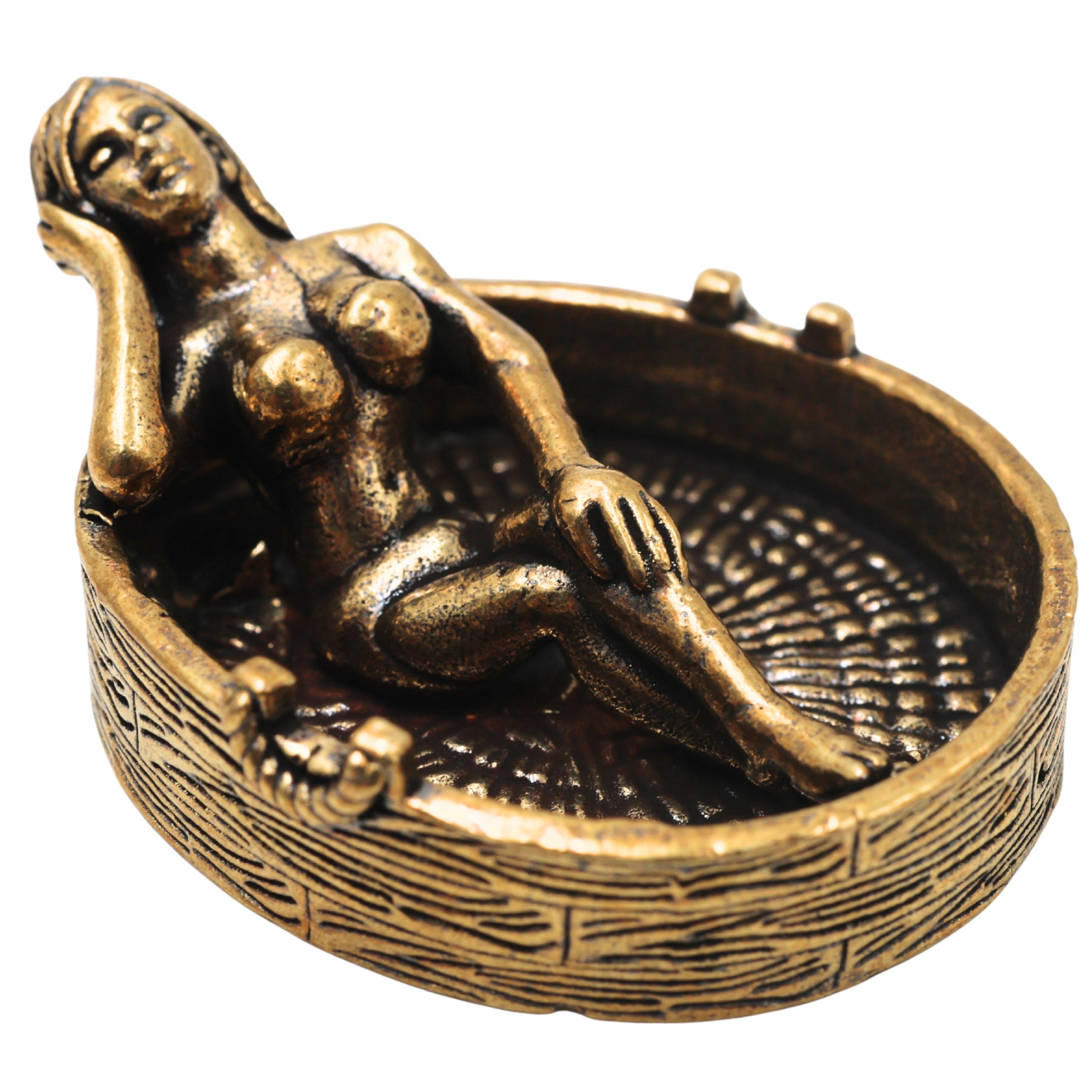 Brass Lady In Bathtub Table Decorative Sculpture Traditional Handcrafted Snan Sundari Decor Idol for Home Gifting & Vastu, Gold, 1 Inch, 1 Piece