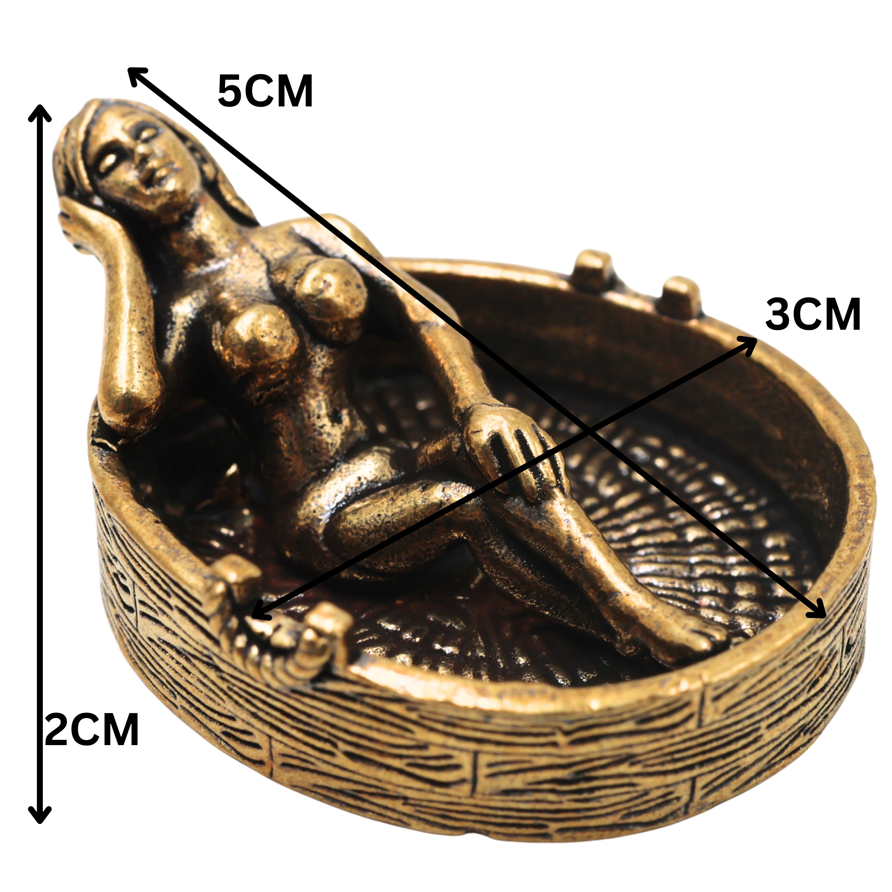 Brass Lady In Bathtub Table Decorative Sculpture Traditional Handcrafted Snan Sundari Decor Idol for Home Gifting & Vastu, Gold, 1 Inch, 1 Piece
