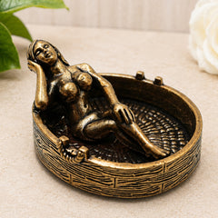 Brass Lady In Bathtub Table Decorative Sculpture Traditional Handcrafted Snan Sundari Decor Idol for Home Gifting & Vastu, Gold, 1 Inch, 1 Piece