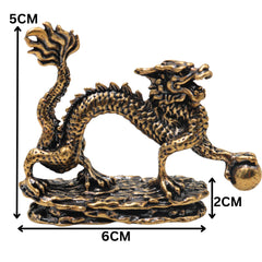 Brass Dragon Table Decorative Statue Handcrafted Feng Shui Wealth Protector Idol for Vastu Home Decor Gifting, Gold, 2 Inch, 1 Piece