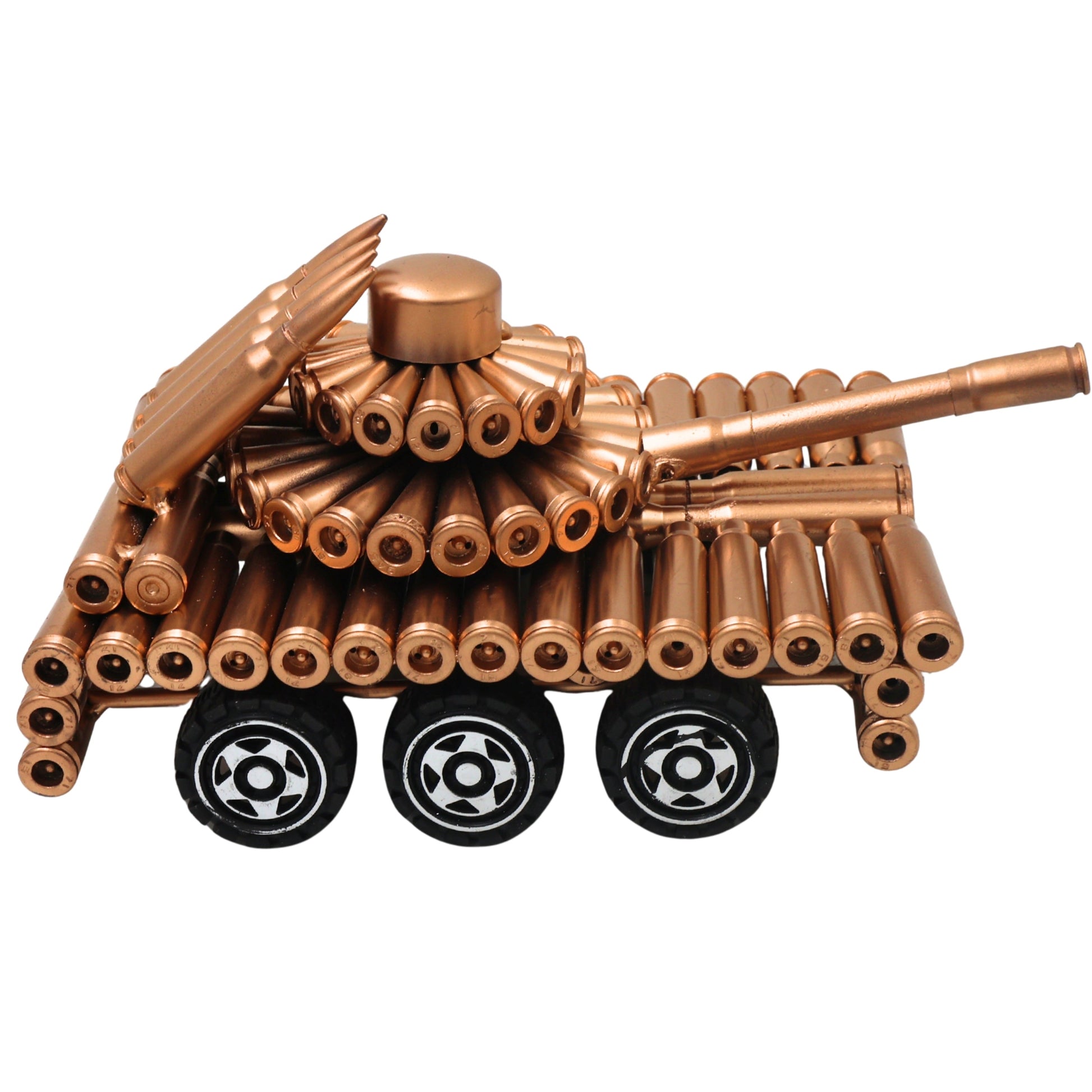 Steel Bullet Shell Tank Sculpture Handcrafted Traditional Military Decor Showpiece for Home Office Gifting, Gold, 3.5 Inch, 1 Piece