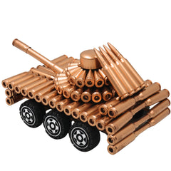 Steel Bullet Shell Tank Sculpture Handcrafted Traditional Military Decor Showpiece for Home Office Gifting, Gold, 3.5 Inch, 1 Piece