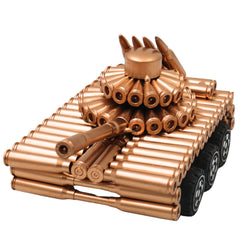 Steel Bullet Shell Tank Sculpture Handcrafted Traditional Military Decor Showpiece for Home Office Gifting, Gold, 3.5 Inch, 1 Piece