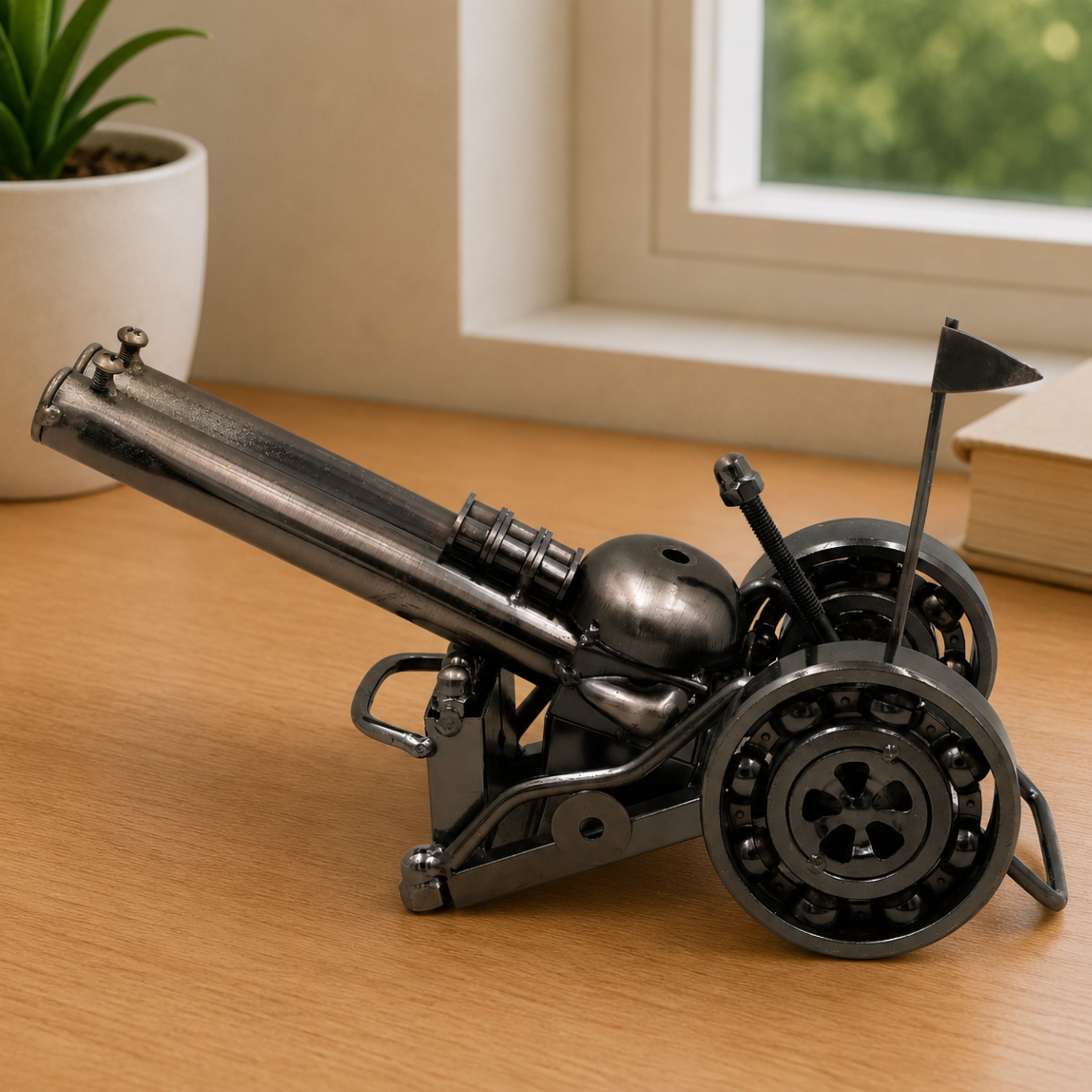 Brass War Cannon Showpiece Handcrafted Traditional Royal Artillery Decor for Home, Office & Gifting, Black, 3 Inch, 1 Piece