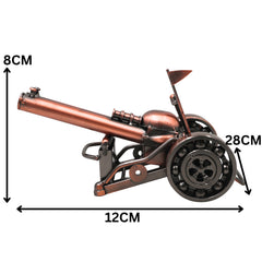 Handcrafted Steel War Cannon Sculpture, Traditional Military Artillery Replica for Home Decor, Collection & Gifting, Brown, 3 Inch, 1 Piece