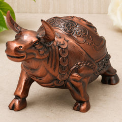 Brass Bull Ashtray Handcrafted Traditional Smoking Tray Decorative Home Decor Gifting Tabletop Accent, Brown, 4.5 Inch, 1 Piece