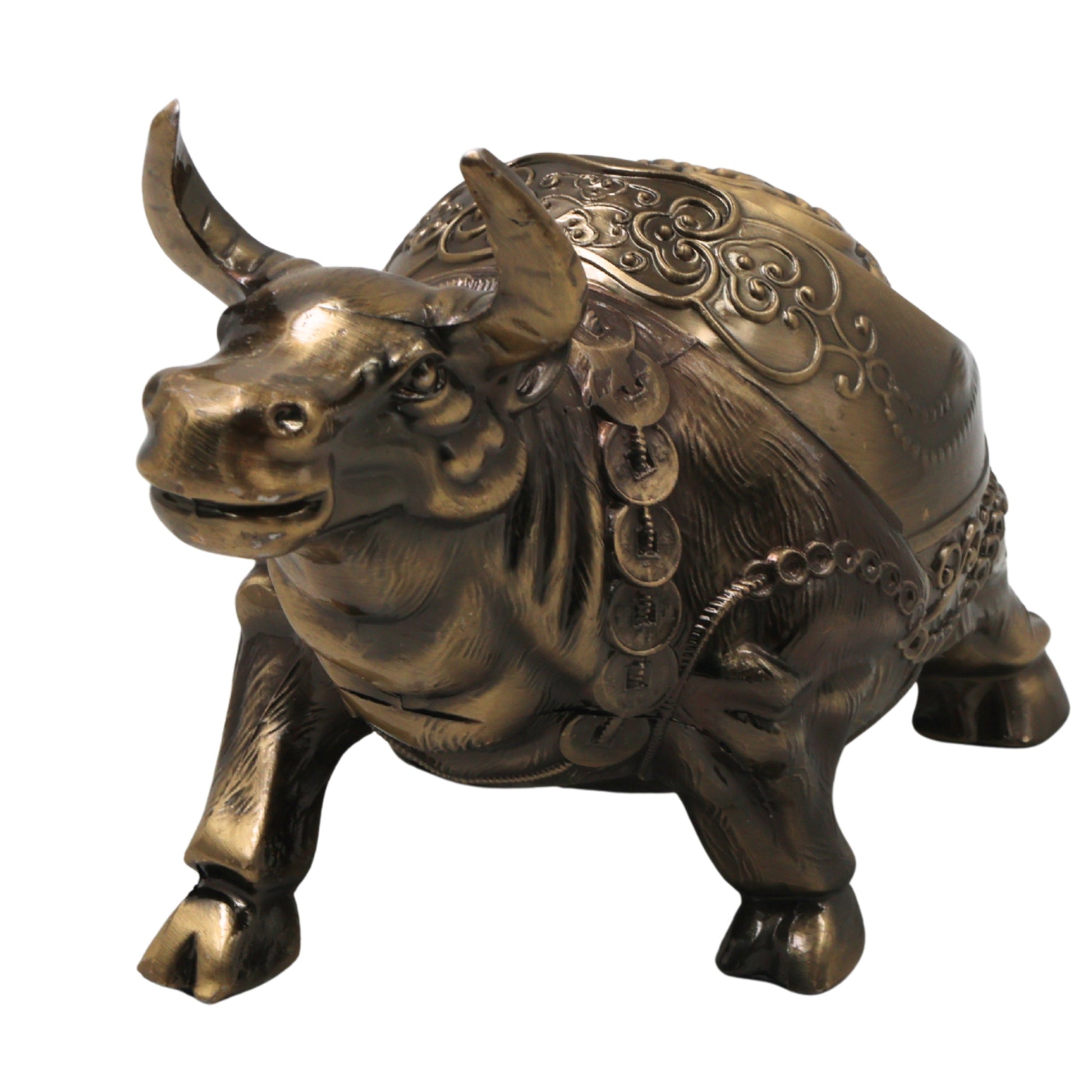 Brass Bull Ashtray Handcrafted Traditional Smoking Tray Decorative Home Decor Gifting Tabletop Accent, Gold, 4.5 Inch, 1 Piece