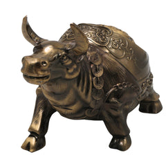Brass Bull Ashtray Handcrafted Traditional Smoking Tray Decorative Home Decor Gifting Tabletop Accent, Gold, 4.5 Inch, 1 Piece