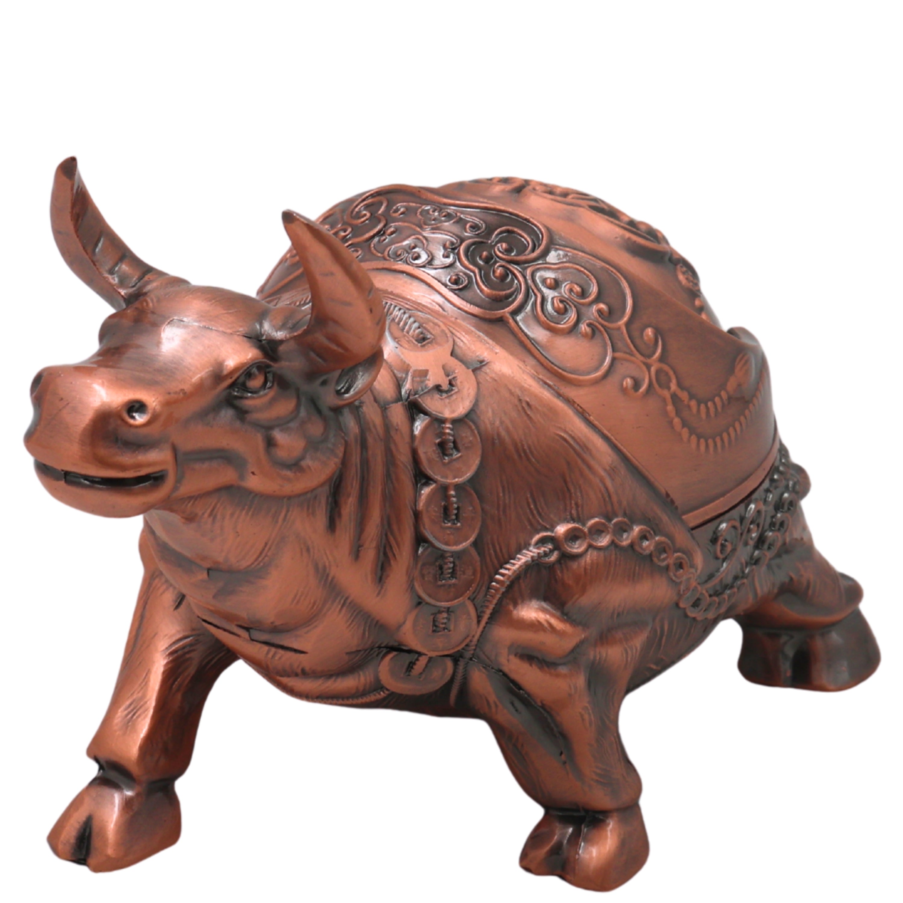 Brass Bull Ashtray Handcrafted Traditional Smoking Tray Decorative Home Decor Gifting Tabletop Accent, Brown, 4.5 Inch, 1 Piece