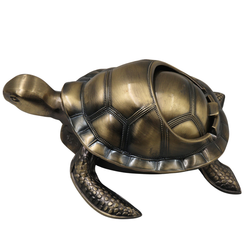 Brass Kurma Tortoise Ashtray Handcrafted Traditional Turtle Decor for Vastu Home Gifting Pooja Tabletop, Gold, 2.5 Inch, 1 Piece