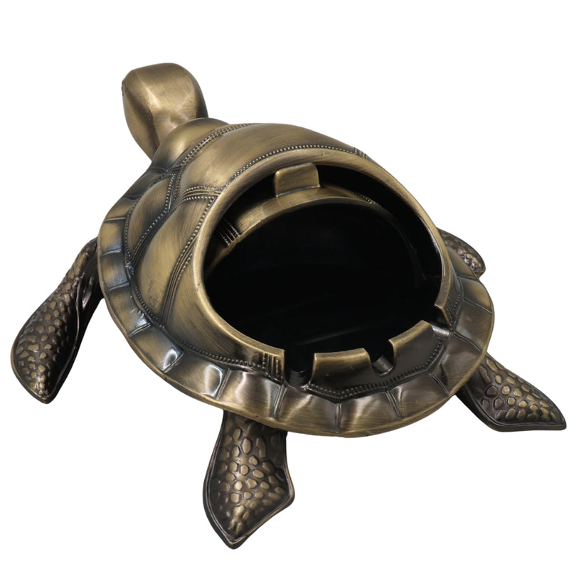 Brass Kurma Tortoise Ashtray Handcrafted Traditional Turtle Decor for Vastu Home Gifting Pooja Tabletop, Gold, 2.5 Inch, 1 Piece
