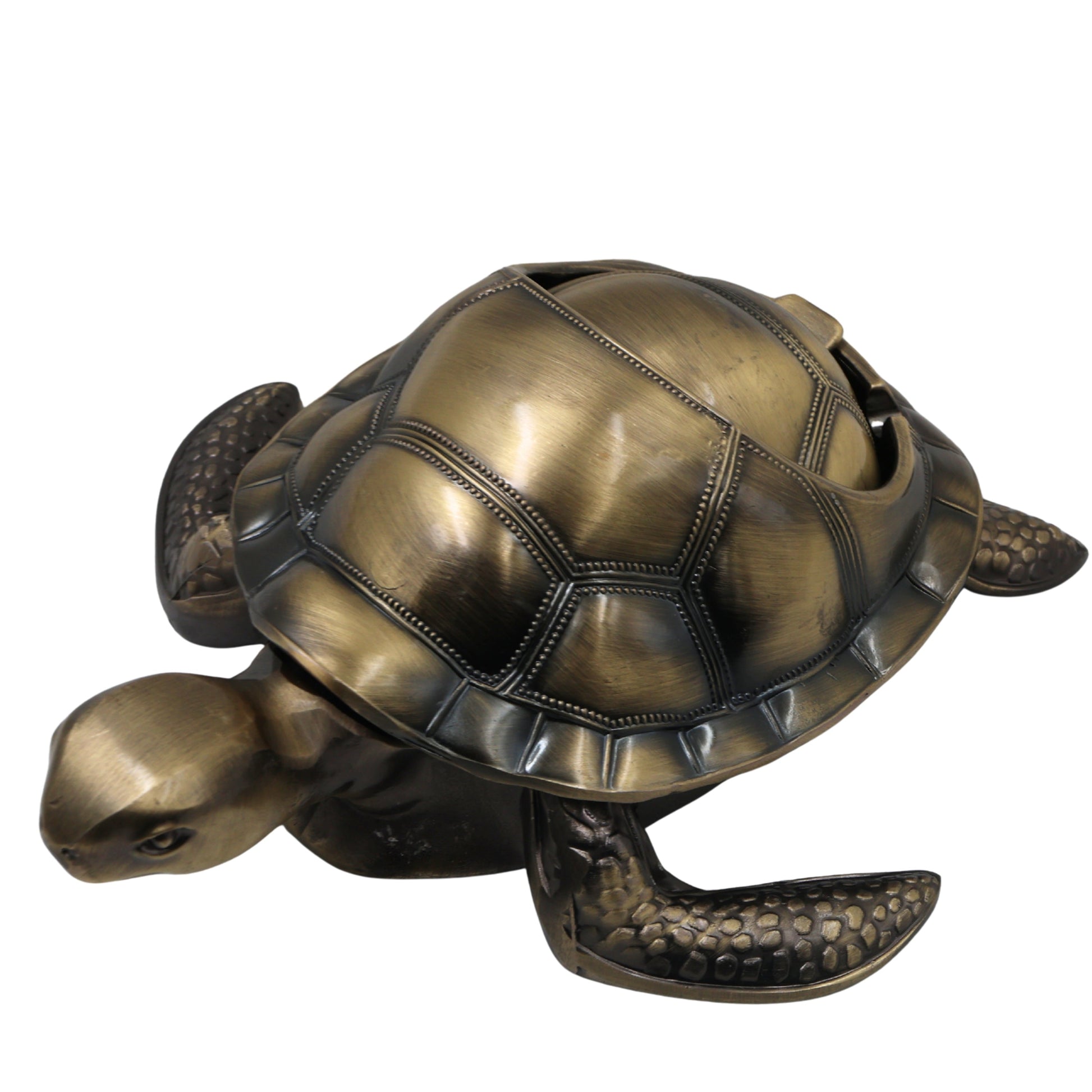 Brass Kurma Tortoise Ashtray Handcrafted Traditional Turtle Decor for Vastu Home Gifting Pooja Tabletop, Gold, 2.5 Inch, 1 Piece