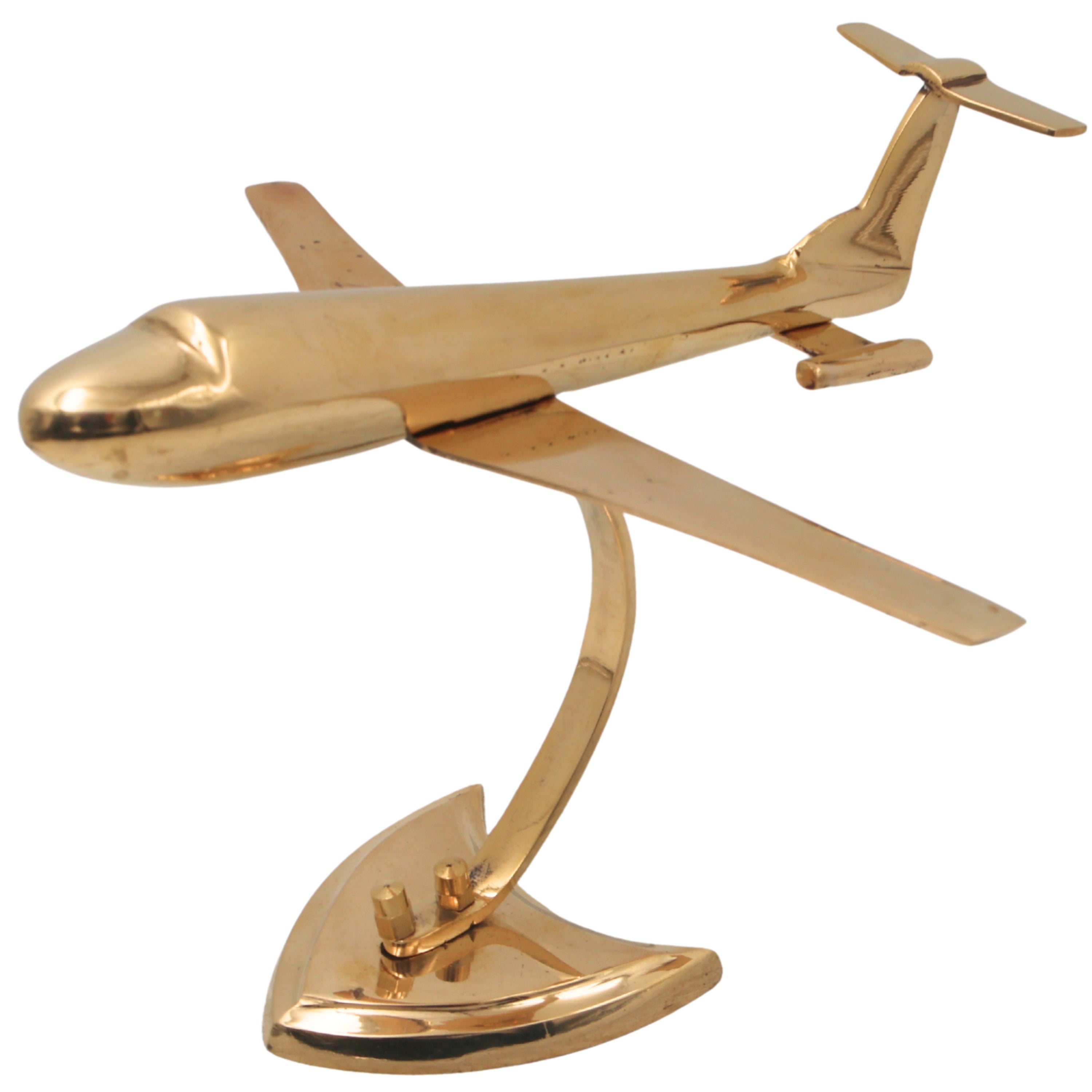 Brass Aeroplane Vimana Showpiece Handcrafted Traditional Aviation Sculpture Home Decor Corporate Gift, Gold, 6.5 Inch, 1 Piece