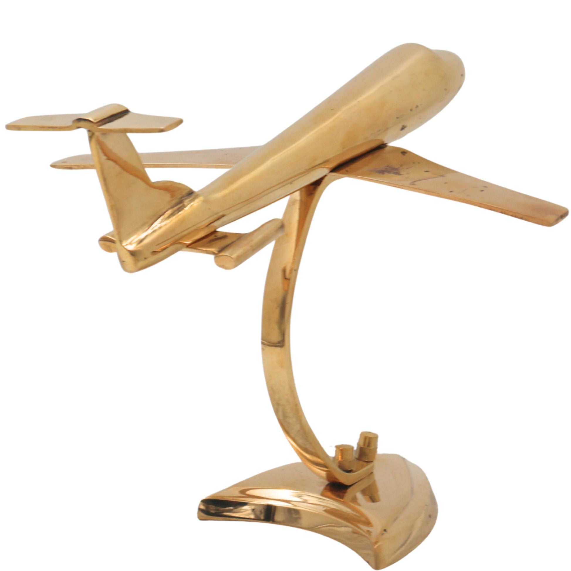 Brass Aeroplane Vimana Showpiece Handcrafted Traditional Aviation Sculpture Home Decor Corporate Gift, Gold, 6.5 Inch, 1 Piece