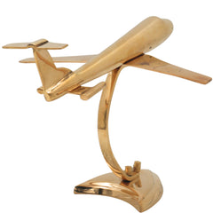 Brass Aeroplane Vimana Showpiece Handcrafted Traditional Aviation Sculpture Home Decor Corporate Gift, Gold, 6.5 Inch, 1 Piece