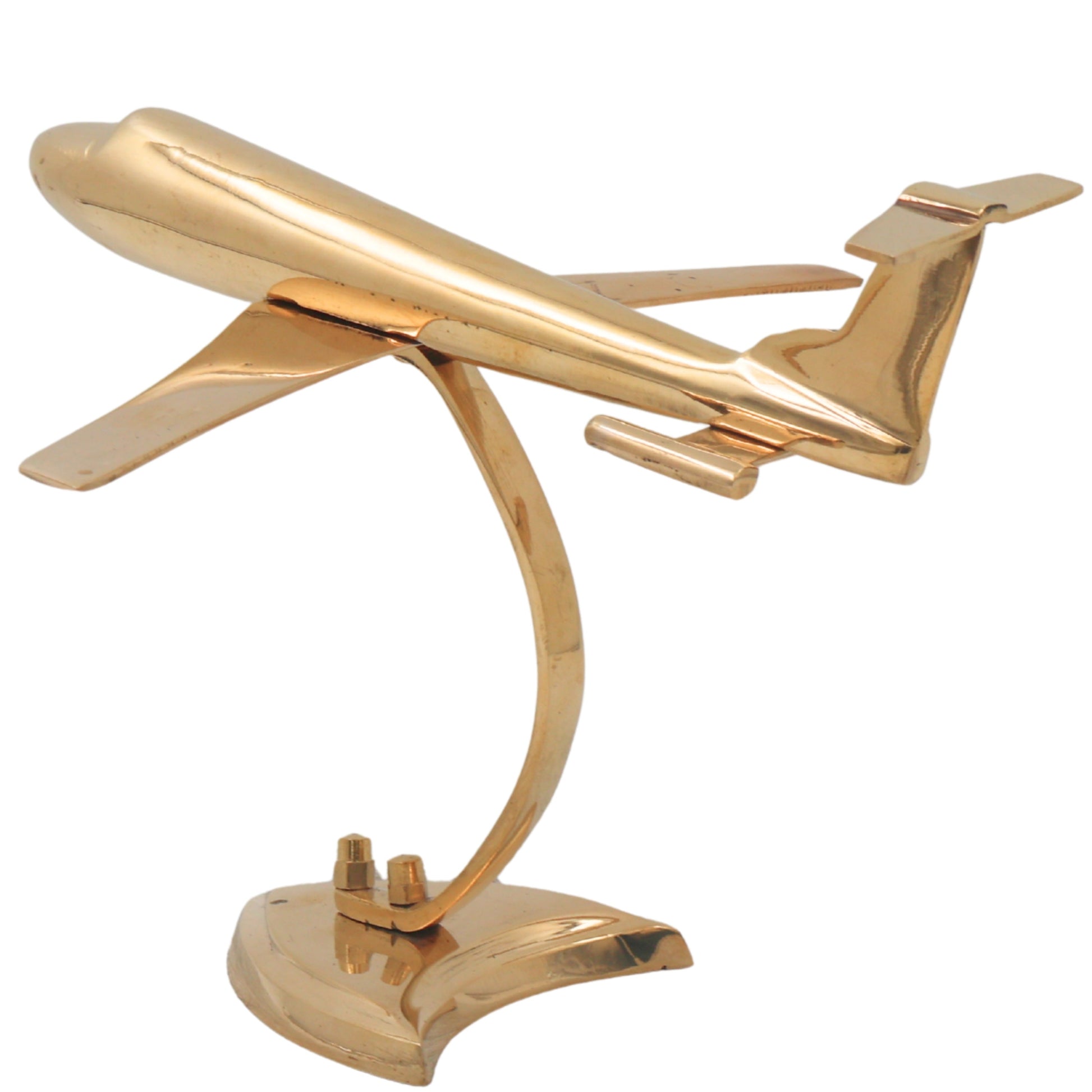 Brass Aeroplane Vimana Showpiece Handcrafted Traditional Aviation Sculpture Home Decor Corporate Gift, Gold, 6.5 Inch, 1 Piece