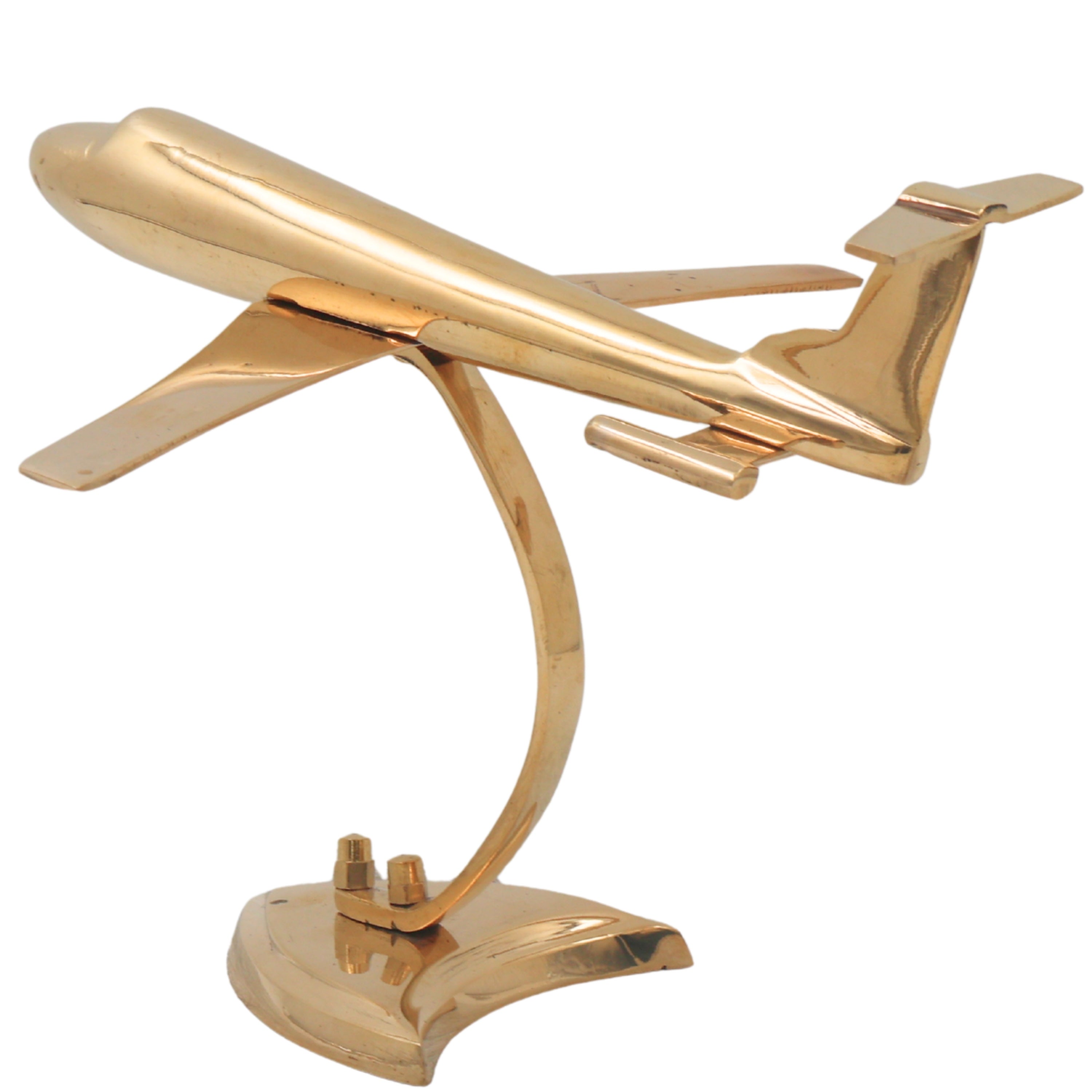 Brass Aeroplane Vimana Showpiece Handcrafted Traditional Aviation Sculpture Home Decor Corporate Gift, Gold, 6.5 Inch, 1 Piece