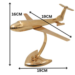 Brass Aeroplane Vimana Showpiece Handcrafted Traditional Aviation Sculpture Home Decor Corporate Gift, Gold, 6.5 Inch, 1 Piece