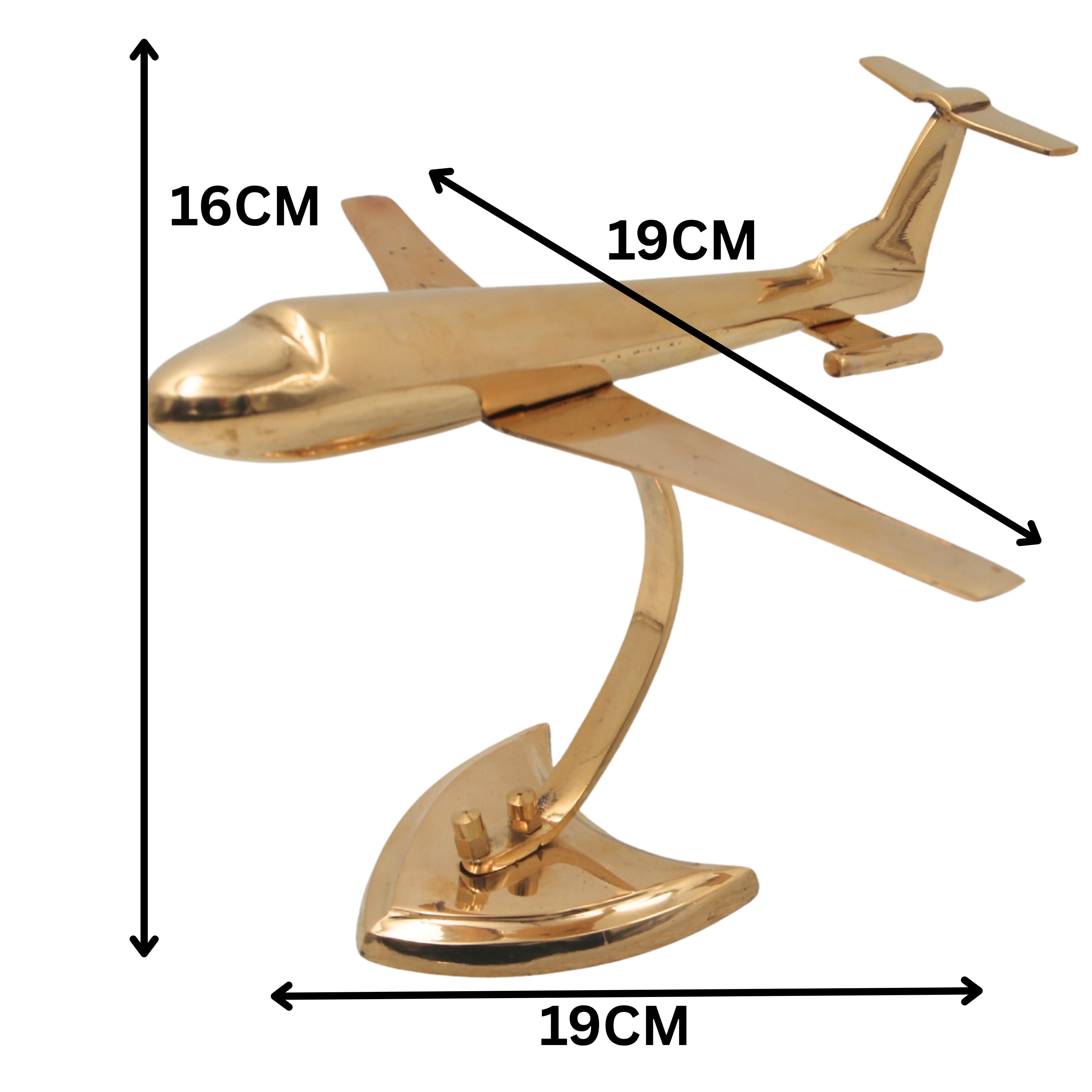 Brass Aeroplane Vimana Showpiece Handcrafted Traditional Aviation Sculpture Home Decor Corporate Gift, Gold, 6.5 Inch, 1 Piece