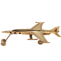 Brass Jet Vimana Showpiece Handcrafted Traditional Aviation Decor Idol for Home Office Vaastu Gifting, Gold, 3 Inch, 1 Piece