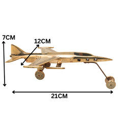 Brass Jet Vimana Showpiece Handcrafted Traditional Aviation Decor Idol for Home Office Vaastu Gifting, Gold, 3 Inch, 1 Piece