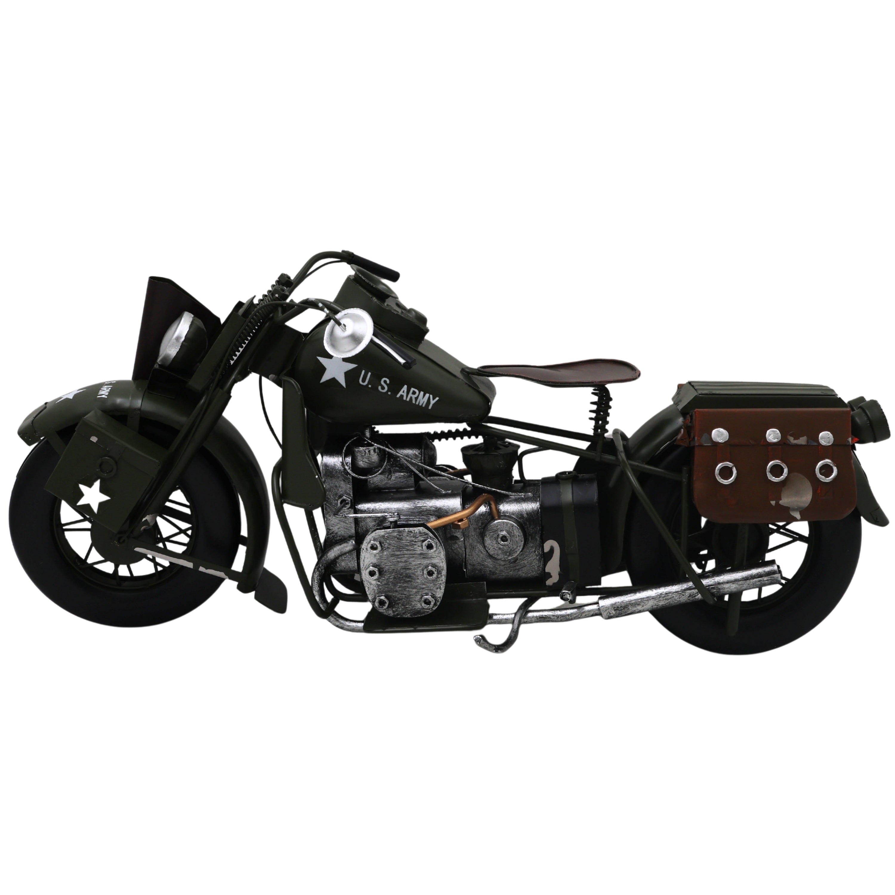 Brass Handcrafted Vintage Bike Sculpture Traditional Motorcycle Showpiece for Home Decor & Gifting, Green, 7.5 Inch, 1 Piece