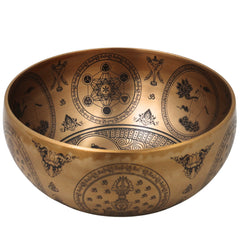 Brass Tibetan Singing Bowl with Wooden Hammer Handcrafted Traditional Meditation Pooja Decor Gift, Gold, 4 Inch, 1 Piece