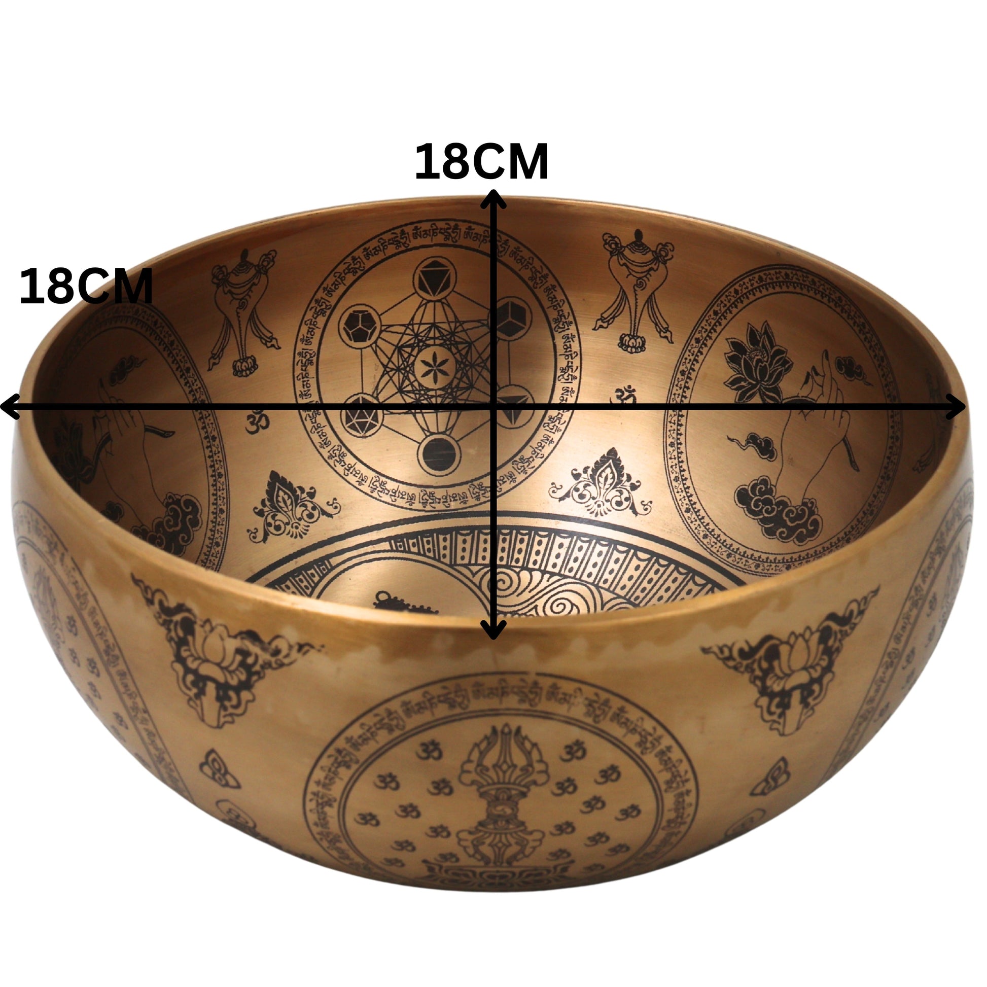 Brass Tibetan Singing Bowl with Wooden Hammer Handcrafted Traditional Meditation Pooja Decor Gift, Gold, 4 Inch, 1 Piece