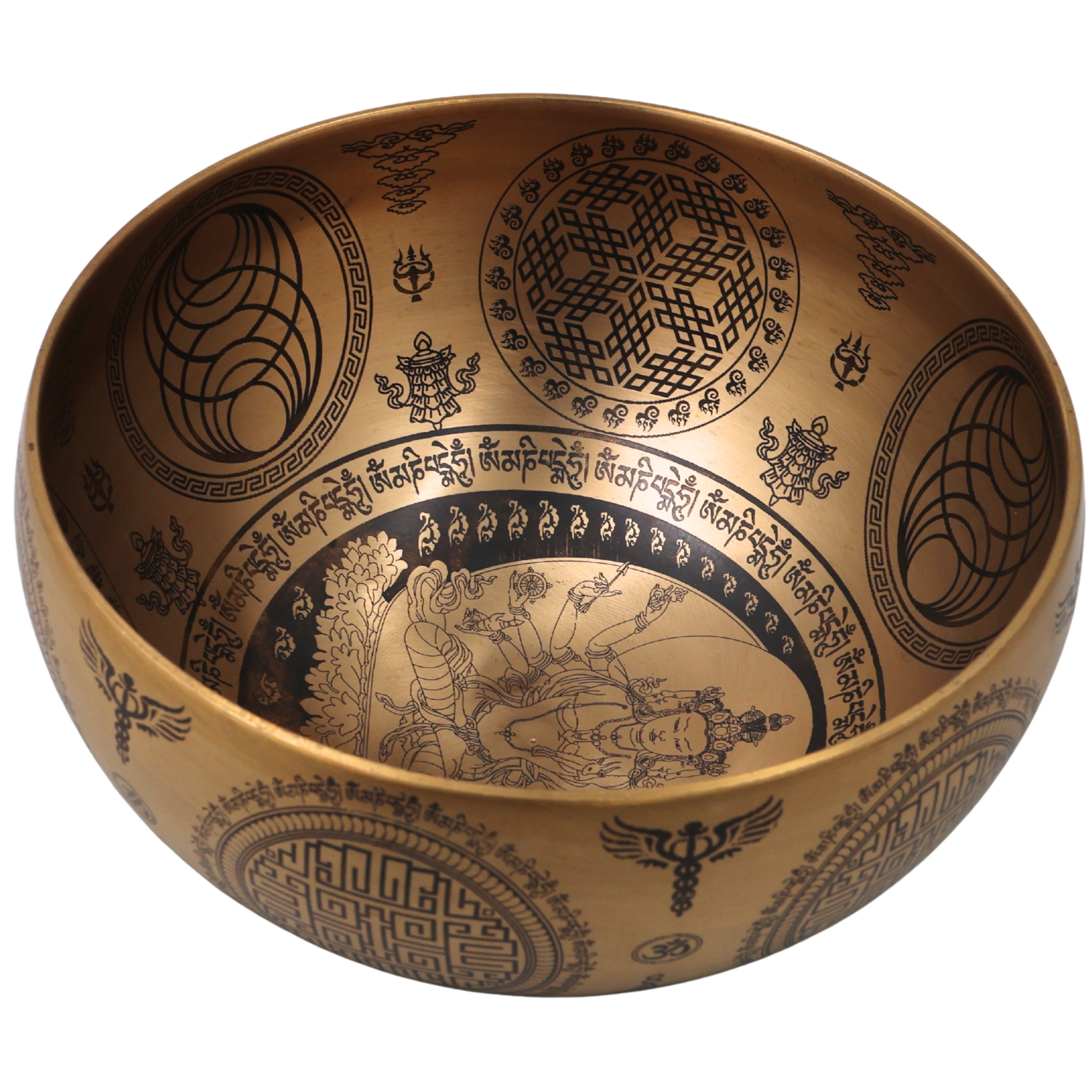Brass Tibetan Singing Bowl with Wooden Hammer for Meditation, Pooja, Sound Healing & Spiritual Gifting Gold, 4.5 Inch, 1 Piece