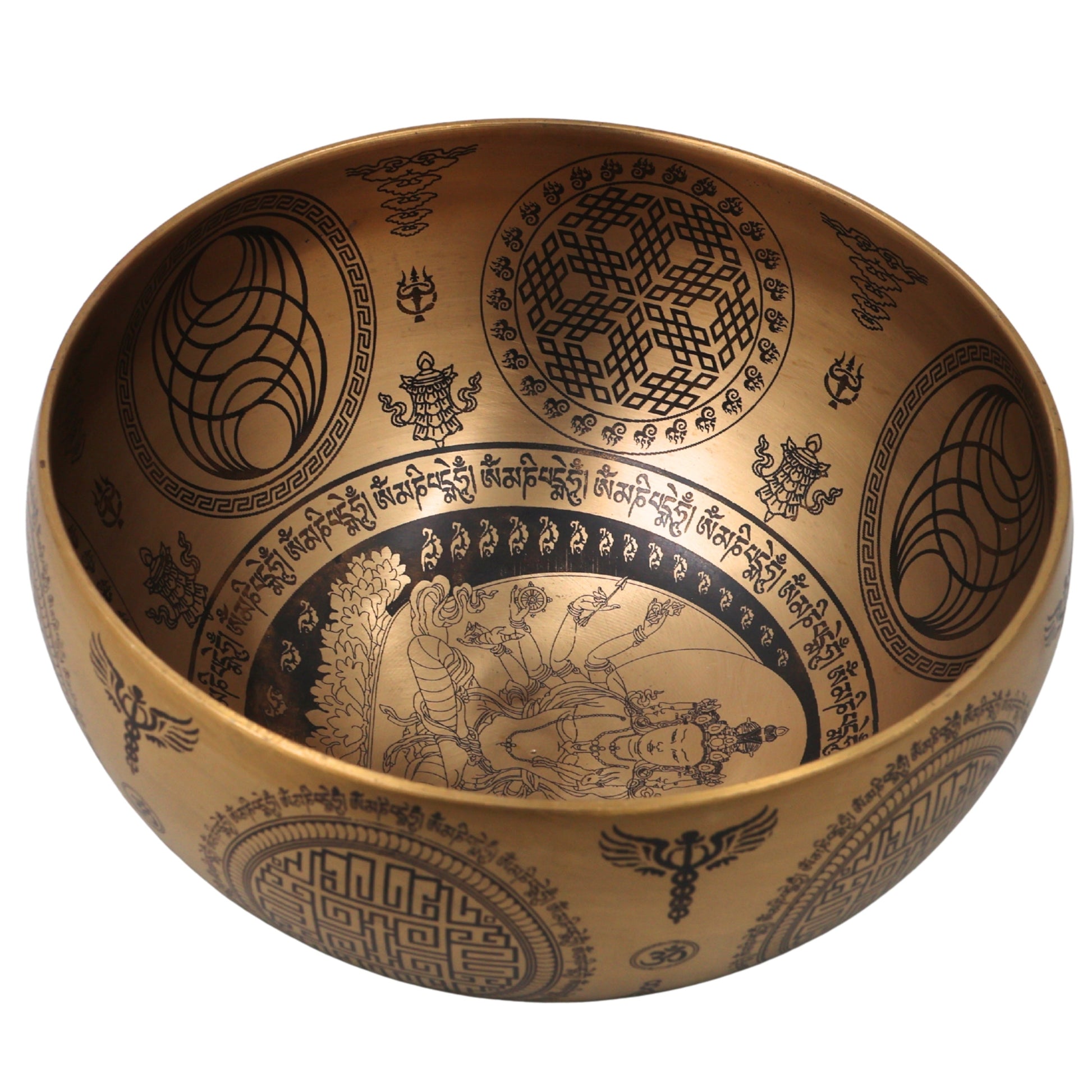 Brass Tibetan Singing Bowl with Wooden Hammer for Meditation, Pooja, Sound Healing & Spiritual Gifting Gold, 4.5 Inch, 1 Piece