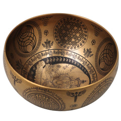 Brass Tibetan Singing Bowl with Wooden Hammer for Meditation, Pooja, Sound Healing & Spiritual Gifting Gold, 4.5 Inch, 1 Piece