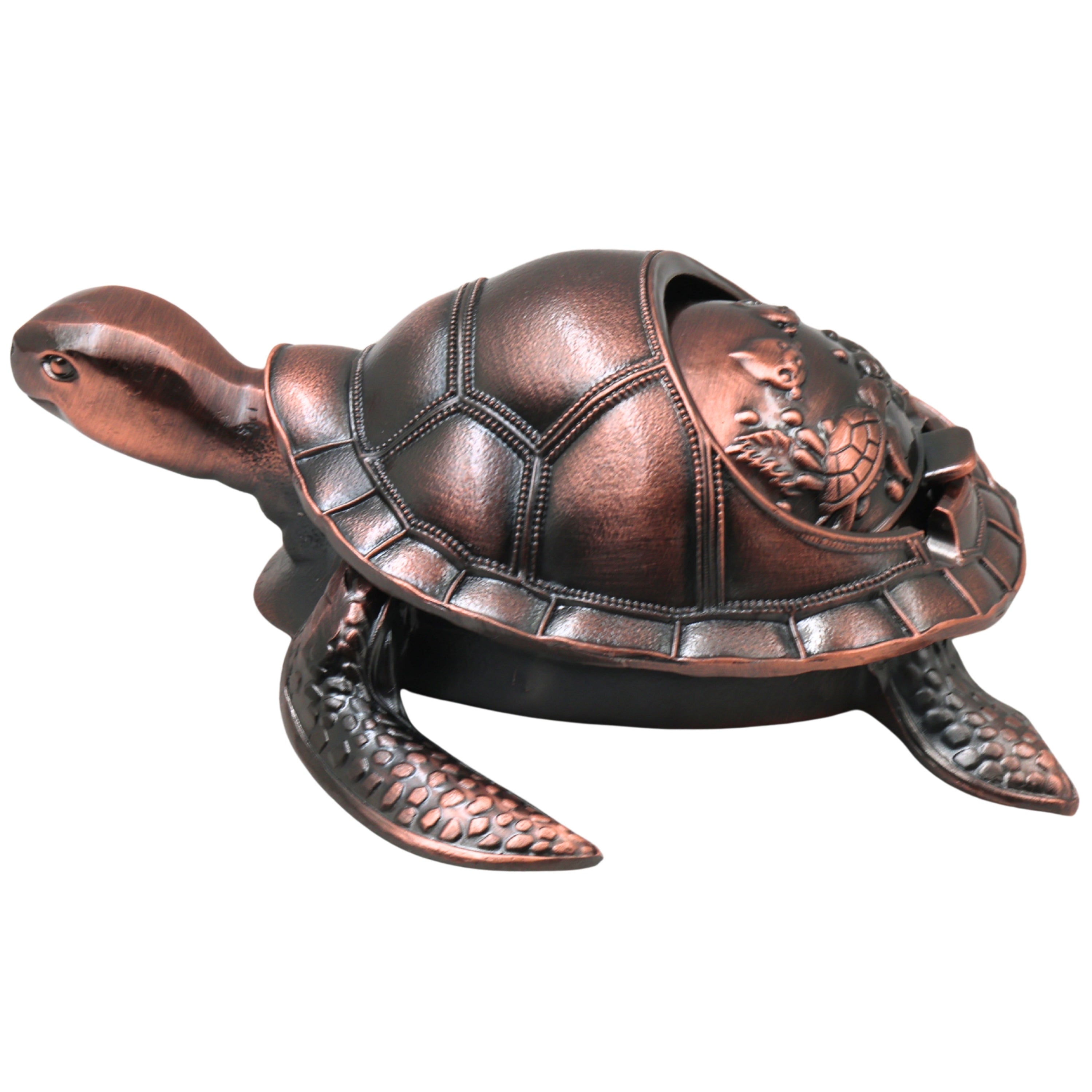 Steel Kurma Tortoise Ashtray Handcrafted Traditional Smoking Bowl Vaastu Home Decor Gifting Accent, Gold, 2.5 Inch, 1 Piece