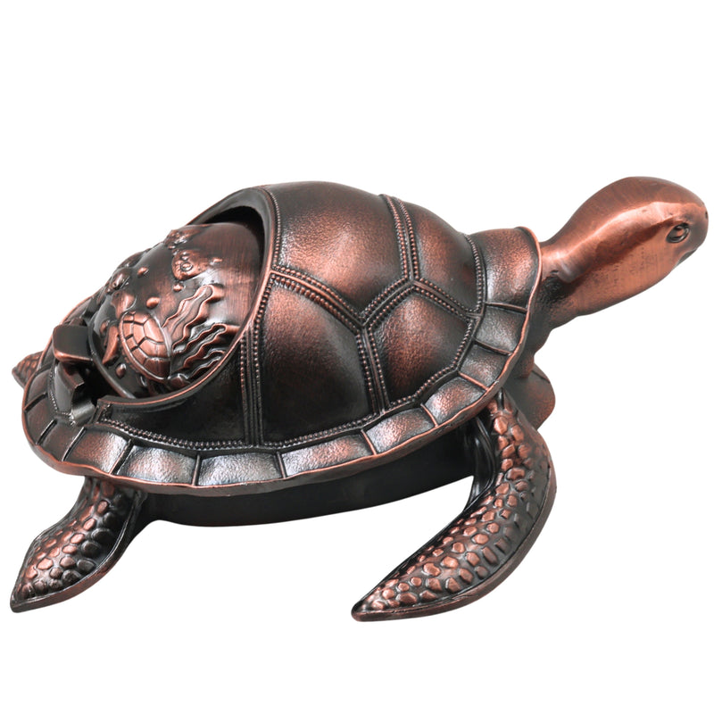 Steel Kurma Tortoise Ashtray Handcrafted Traditional Smoking Bowl Vaastu Home Decor Gifting Accent, Gold, 2.5 Inch, 1 Piece
