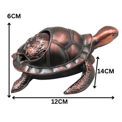 Steel Kurma Tortoise Ashtray Handcrafted Traditional Smoking Bowl Vaastu Home Decor Gifting Accent, Gold, 2.5 Inch, 1 Piece