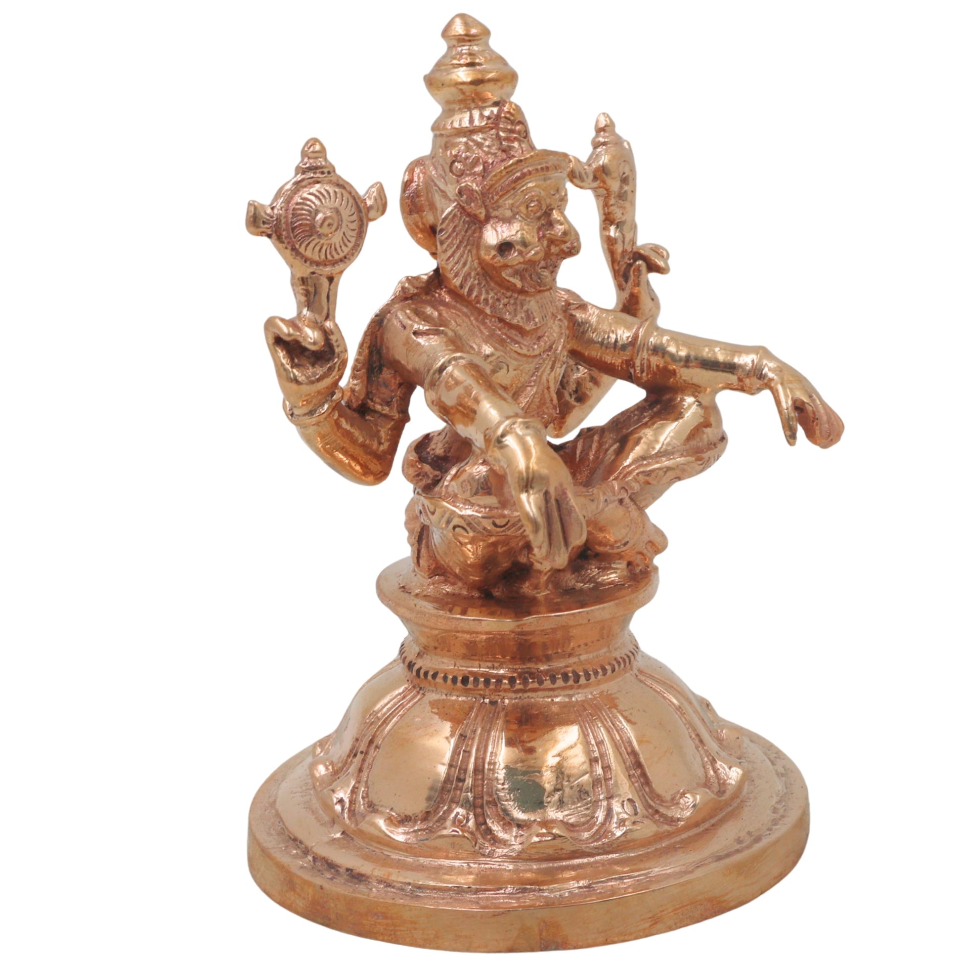 Handcrafted Bronze Yoga Narasimha Idol, Narahari Chola Style Murti for Pooja, Home Decor & Spiritual Gifting, Gold, 4 Inch, 1 Piece