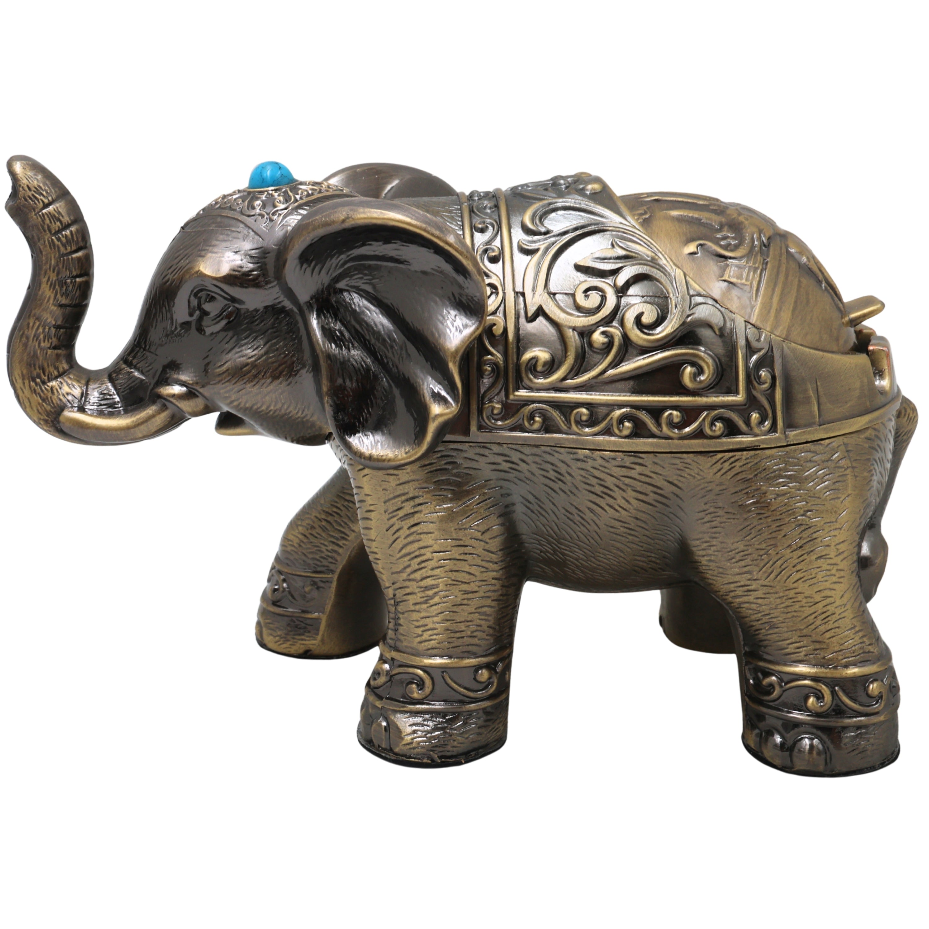 Handcrafted Steel Gaja Elephant Statue, Traditional Decor Sculpture for Vastu, Pooja, Home & Gifting, Gold, 4 Inch, 1 Piece