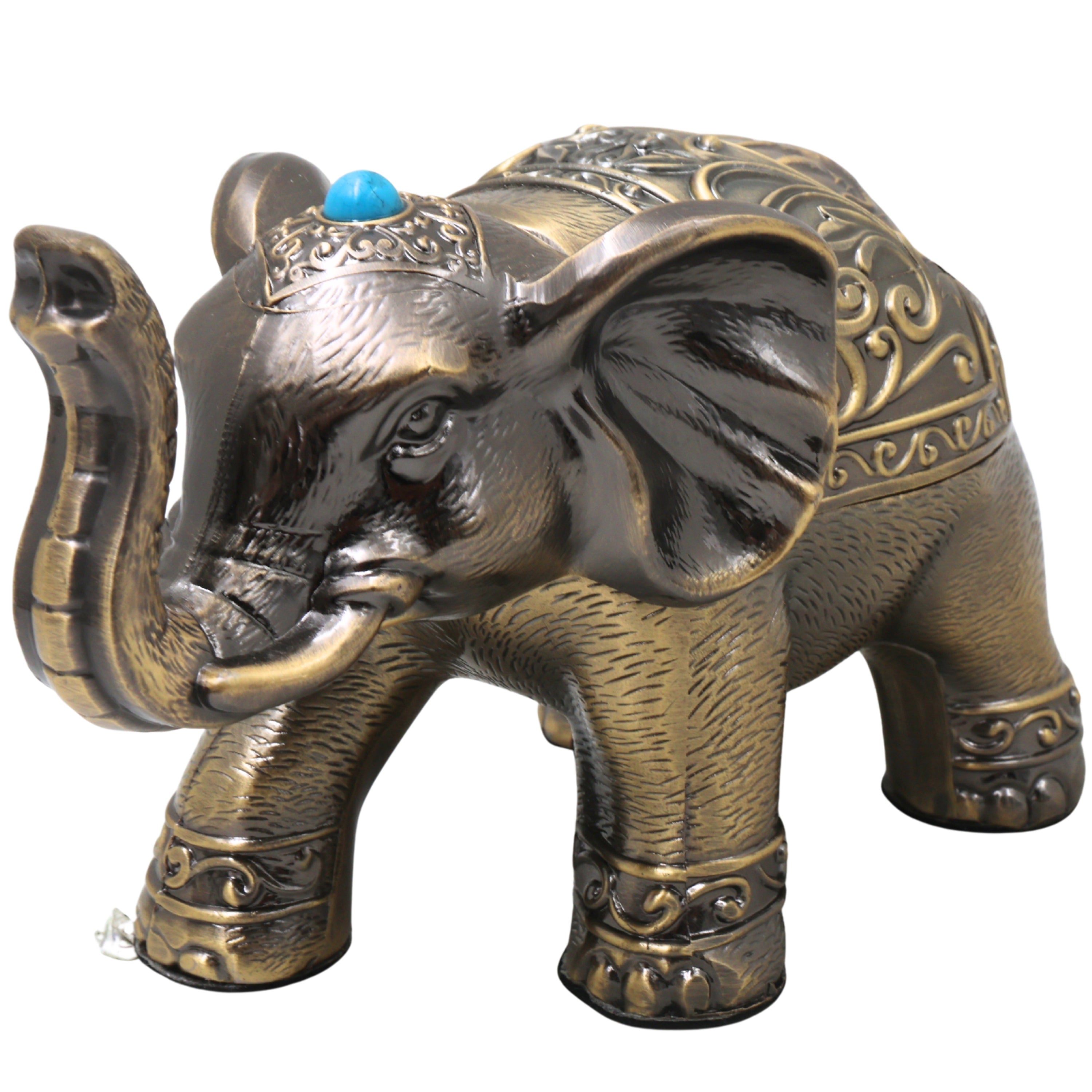 Handcrafted Steel Gaja Elephant Statue, Traditional Decor Sculpture for Vastu, Pooja, Home & Gifting, Gold, 4 Inch, 1 Piece