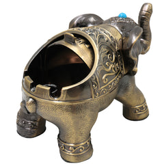 Handcrafted Steel Gaja Elephant Statue, Traditional Decor Sculpture for Vastu, Pooja, Home & Gifting, Gold, 4 Inch, 1 Piece