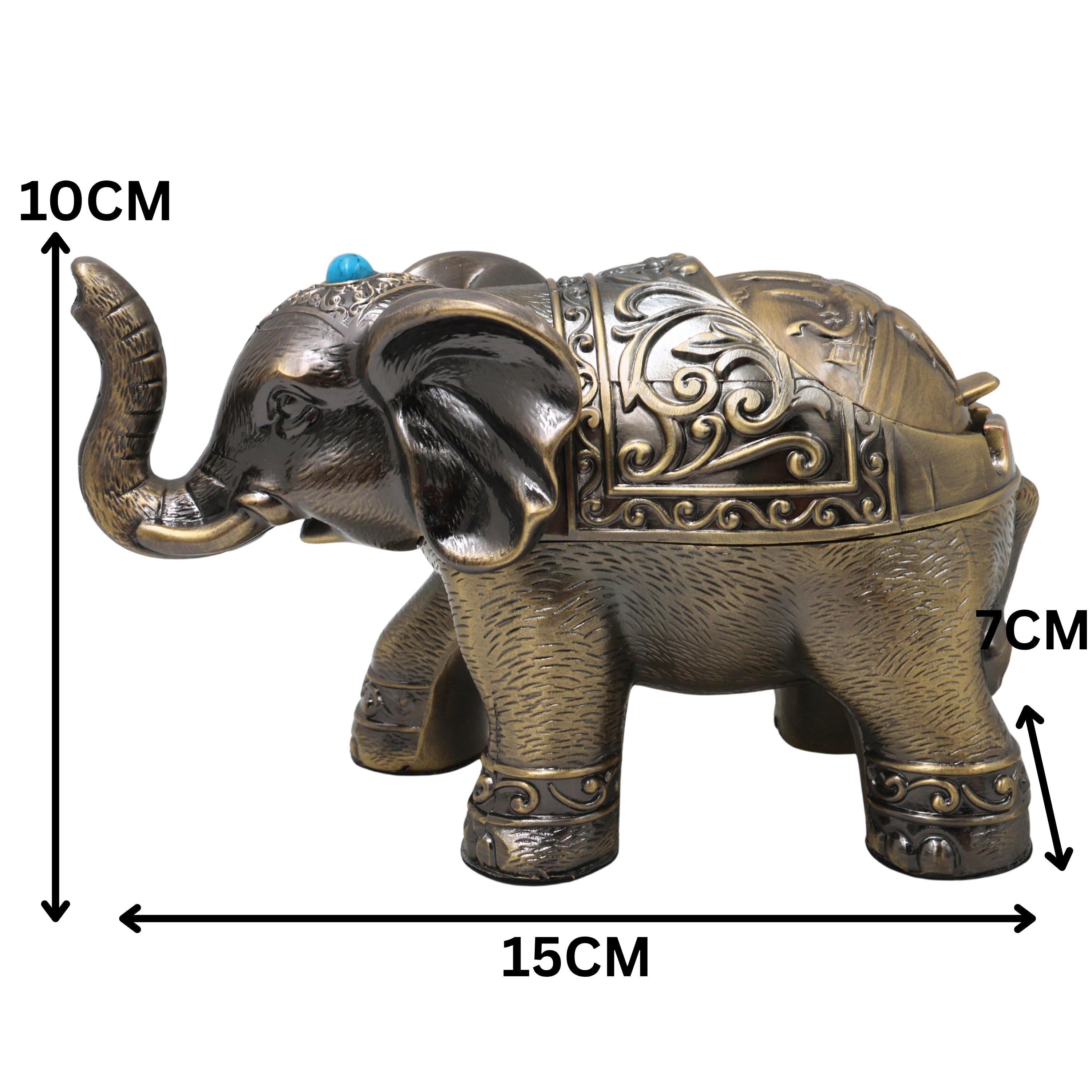 Handcrafted Steel Gaja Elephant Statue, Traditional Decor Sculpture for Vastu, Pooja, Home & Gifting, Gold, 4 Inch, 1 Piece