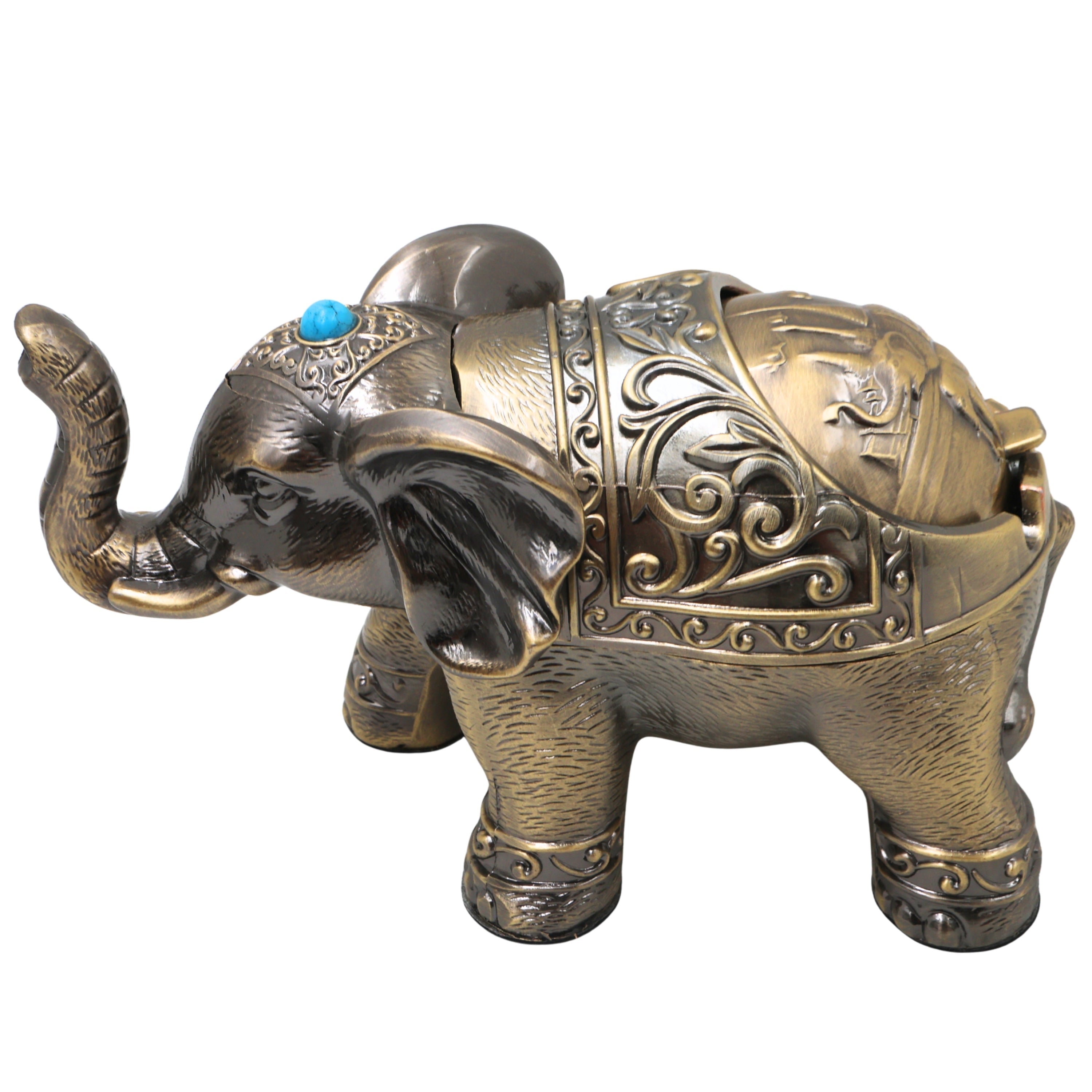 Handcrafted Steel Gaja Elephant Statue, Traditional Decor Sculpture for Vastu, Pooja, Home & Gifting, Gold, 4 Inch, 1 Piece