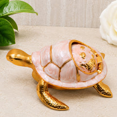 Steel Kurma Tortoise Ashtray Handcrafted Traditional Smoking Bowl Vaastu Home Decor Gifting Accent, Gold, 2 Inch, 1 Piece
