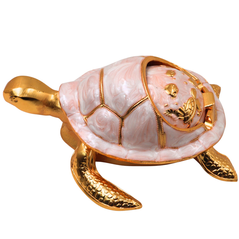 Steel Kurma Tortoise Ashtray Handcrafted Traditional Smoking Bowl Vaastu Home Decor Gifting Accent, Gold, 2 Inch, 1 Piece