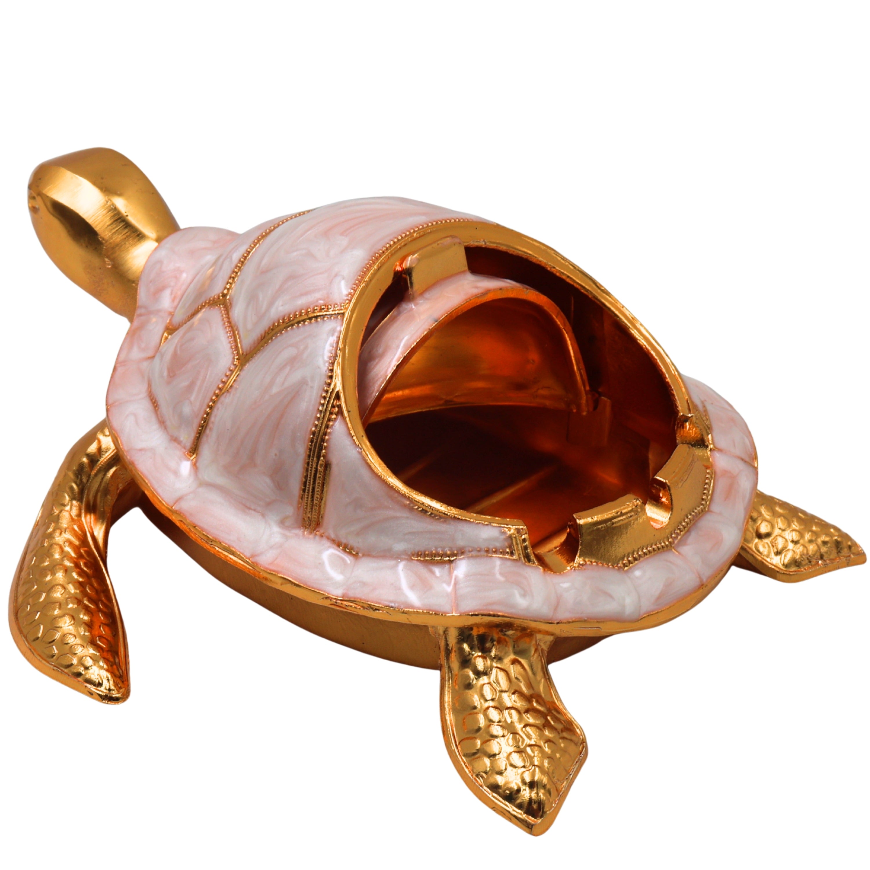 Steel Kurma Tortoise Ashtray Handcrafted Traditional Smoking Bowl Vaastu Home Decor Gifting Accent, Gold, 2 Inch, 1 Piece